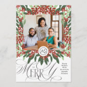 ボタニカルメリークリスマスフォト&ロゴビジネス シーズンカード (正面)