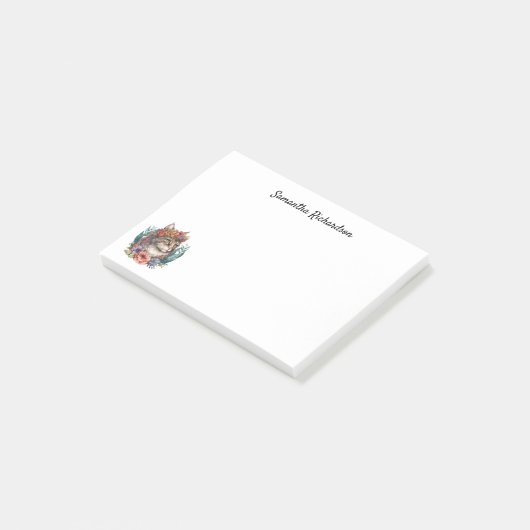 ボタニカルメーンクーンキャットウォーターパーソナライズされたカラー ポストイット (アングル)