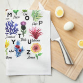 ボタニカルモダンアルファベットフローラ園 キッチンタオル (四つ折り)