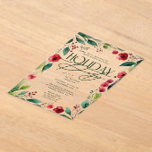 ボタニカルモダンカスタムクリスマスホリデーパーティー アクリル招待状 (レイダウン)