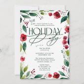 ボタニカルモダンカスタムクリスマスホリデーパーティー 招待状 (正面)