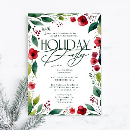 ボタニカルモダンカスタムクリスマスホリデーパーティー 招待状