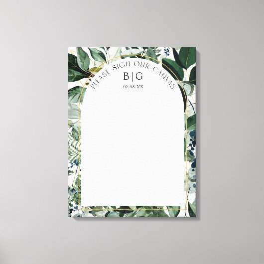 ボタニカルモダンゲストブックの署名の代替 キャンバスプリント (正面)