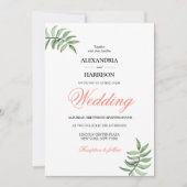 ボタニカルモダンコーラルグリーン結婚ズ 招待状 (正面)