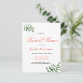 ボタニカルモダンコーラルブライダルシャワー招待 ポストカード (スタンド正面)