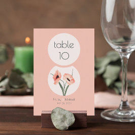 ボタニカルモダンコーラル結婚ズ テーブルナンバー