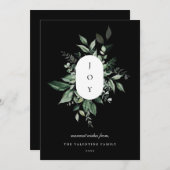 ボタニカルモダンジョイホリデーカードブラック シーズンカード (正面/裏面)