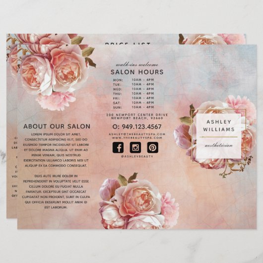 ボタニカルモダンピンクローズ牡丹プラス写真 (正面/裏面)