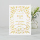 ボタニカルモダンフレームエレガントな結婚式 箔招待状 (立ち正面)
