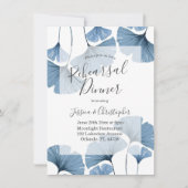 ボタニカルモダンブルー&ホワイトリハーサルディナー 招待状 (正面)