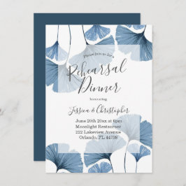 ボタニカルモダンブルー&ホワイトリハーサルディナー 招待状