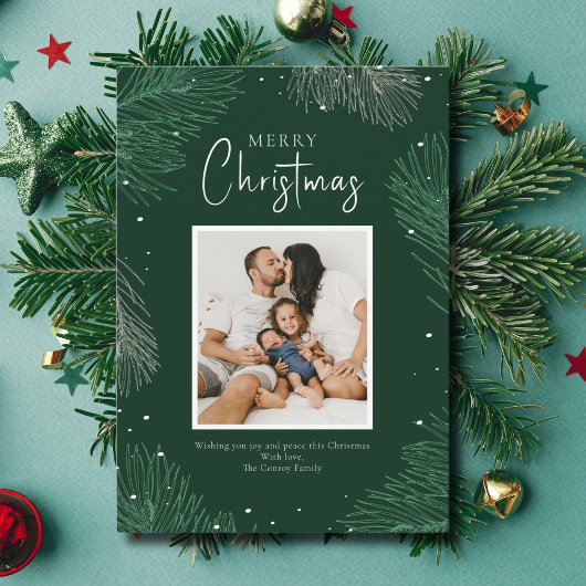 ボタニカルモダンメリークリスマスフォト シーズンカード