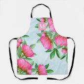 ボタニカルモノグラムかわいらしピンクガーデン牡丹 エプロン (正面)