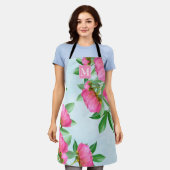 ボタニカルモノグラムかわいらしピンクガーデン牡丹 エプロン (着用した状態)