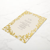 ボタニカルモノグラムイニシャルオフホワイト結婚ズ 箔招待状 (回転した状態)