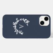 ボタニカルモノグラムイニシャルネイビーブルー Case-Mate iPhoneケース (裏面 (横))