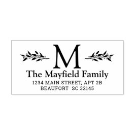 ボタニカルモノグラムイニシャル差出人住所 ラバースタンプ