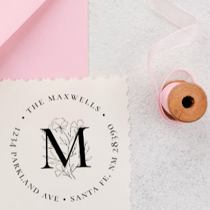 ボタニカルモノグラムサーキュラーファミリー差出人住所 ラバースタンプ