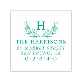 ボタニカルモノグラムファミリー名&差出人住所 セルフインキングスタンプ