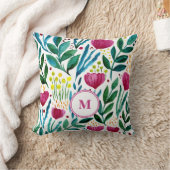 ボタニカルモノグラムフローライラストレーション クッション (ブランケット)