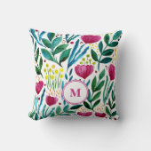 ボタニカルモノグラムフローライラストレーション クッション (正面)