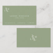 ボタニカルモノグラムローレルグリーンビジネスカード 名刺 (正面/裏面)