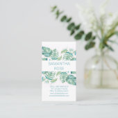 ボタニカルモンステラ葉パームウォーターカラー 名刺 (スタンド正面)