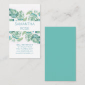 ボタニカルモンステラ葉パームウォーターカラー 名刺 (正面/裏面)