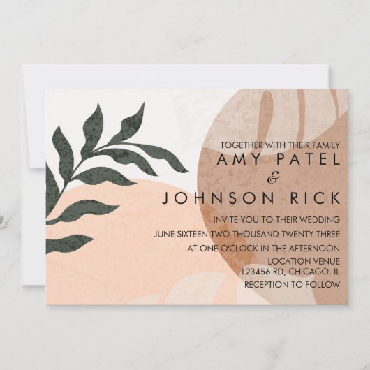 ボタニカルモンステ自然ラ形抽象芸術結婚ズ 招待状 (正面)