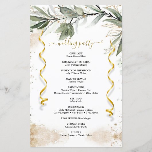 ボタニカルユーカリカスタムフォト結婚式 プログラム (裏面)