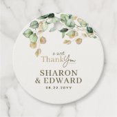 ボタニカルユーカリプタスグリーン金ゴールド結婚ズサンキュー フェイバータグ (正面)