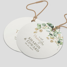 ボタニカルユーカリプタスグリーン金ゴールド結婚ズサンキュー フェイバータグ