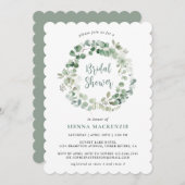 ボタニカルユーカリプタスセージグリーンブライダルシャワー 招待状 (正面/裏面)