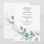ボタニカルユーカリプトゥスボホグリーンリーブライダルシャワー 招待状 (正面/裏面)