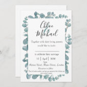 ボタニカルユーカリプトゥス枠招待状wバイブル・バース 招待状 (正面/裏面)