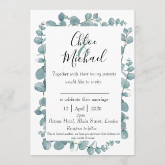 ボタニカルユーカリプトゥス枠招待状wバイブル・バース 招待状