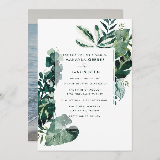 ボタニカルユーカリ写真ウェディング 招待状 (正面/裏面)