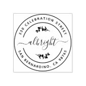 ボタニカルユーカリ葉パネスラウンド差出人住所 ラバースタンプ (インプリント)