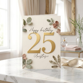 ボタニカルユーカリ ゴールド 25歳の誕生日 カード