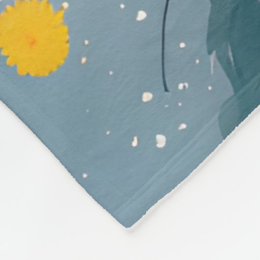 ボタニカルライオン絵を描ポートレートズヒマワリアライオン フリースブランケット (角)