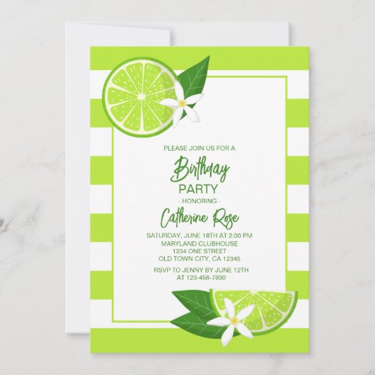 ボタニカルライムシトラスサマーバースデーパーティー 招待状 (正面)