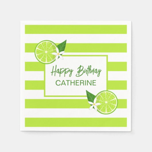 ボタニカルライムシトラスサマー誕生日 スタンダードカクテルナプキン (正面)