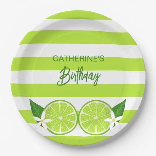 ボタニカルライムシトラスサマー誕生日 ペーパープレート (正面)