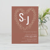 ボタニカルラインアートリース結婚ハートズアーストーン 招待状 (スタンド正面)