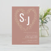 ボタニカルラインアートリース結婚ハートズアーストーン 招待状 (スタンド正面)