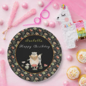 ボタニカルラクーンカスタマイズ文字とカラー ペーパープレート (パーティー)