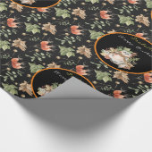 ボタニカルラクーンカスタマイズ文字とカラー ラッピングペーパー (角)