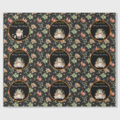 ボタニカルラクーンカスタマイズ文字とカラー ラッピングペーパー (フラット)