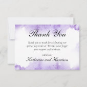 ボタニカルラベンダー葉ホワイト結婚ズPHOTO サンキューカード (裏面)