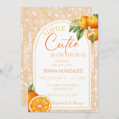 ボタニカルリトルかわいこちゃん柑橘類オレンジベビーシャワー 招待状 (正面/裏面)